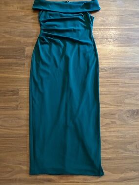 Vince Camuto Emerald Teal Off Shoulder Sheath Dress Size 14
